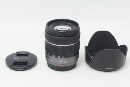 良品 Panasonic LUMIX G VARIO 14-42mm F3.5-5.6 ASPH. MEGA O.I.S. H-FS014042 AFレンズ マイクロフォーサーズ フード付 260928v