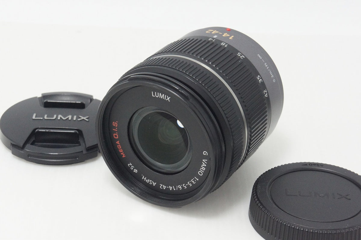 良品 Panasonic LUMIX G VARIO 14-42mm F3.5-5.6 ASPH. MEGA O.I.S. H-FS014042 AFレンズ マイクロフォーサーズ フード付 260928v