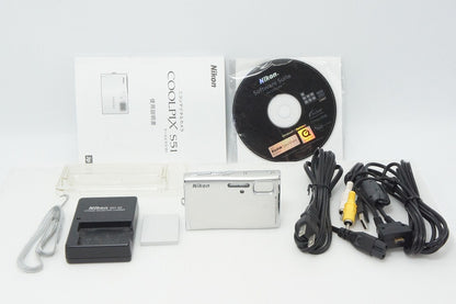 美品 Nikon ニコン COOLPIX S51 コンパクトデジタルカメラ グロスシルバー 260408l