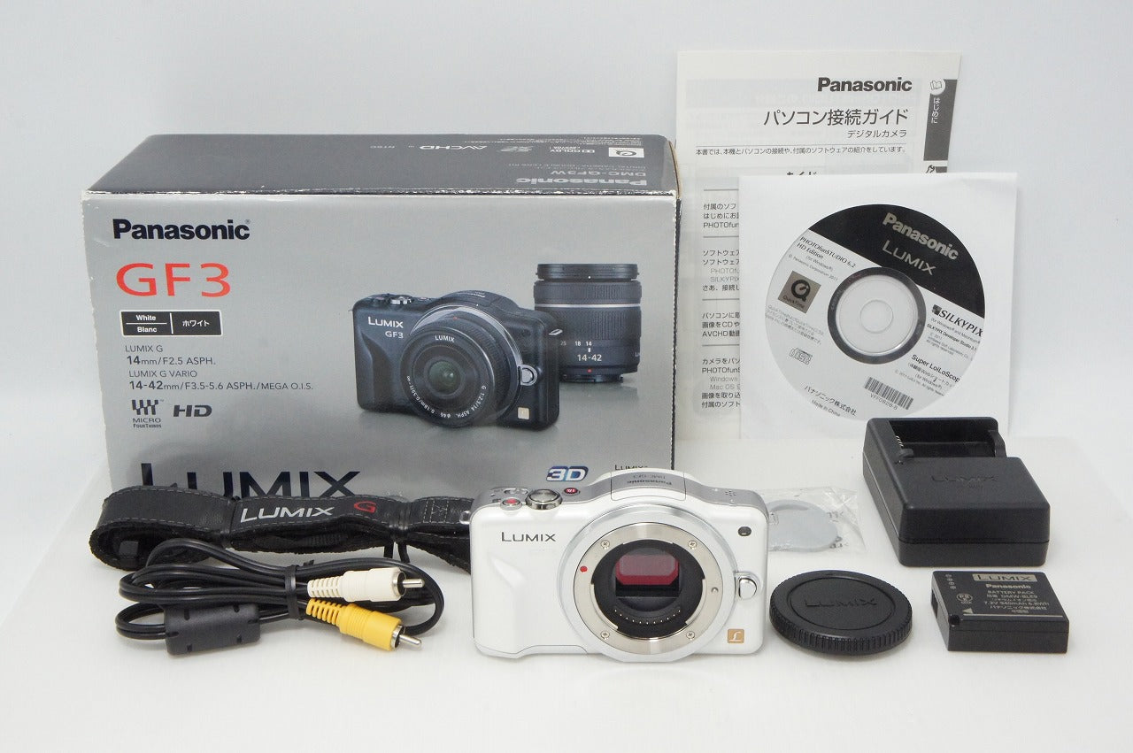 良品 Panasonic パナソニック LUMIX DMC-GF3 ボディ ミラーレス一眼カメラ シェルホワイト 元箱付 260818sm