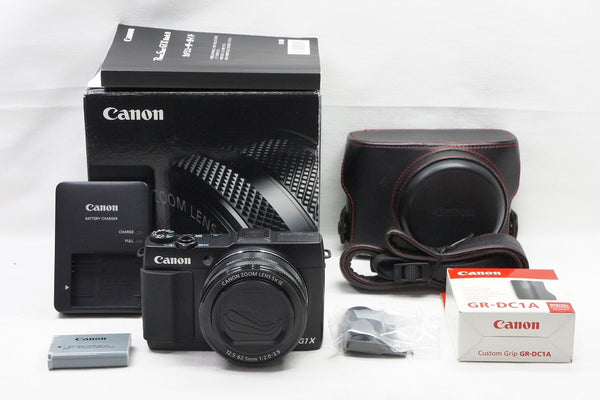良品 Canon PowerShot G1 X Mark II コンパクトデジタルカメラ 別売純正革ケース グリップ付 240405n