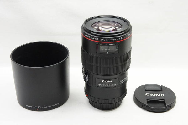 美品 Canon キヤノン EF 100mm F2.8L MACRO IS USM フルサイズ 単焦点レンズ フード付 240920o