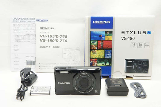 美品 OLYMPUS オリンパス STYLUS VG-180 コンパクトデジタルカメラ ブラック 250628l