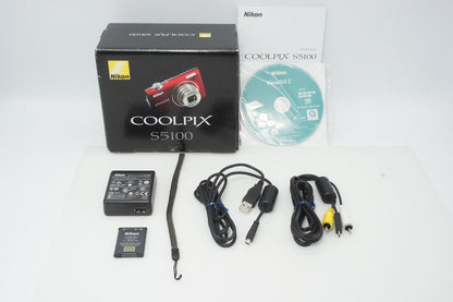 美品 Nikon ニコン COOLPIX S5100 コンパクトデジタルカメラ クリアレッド 元箱付 260414h