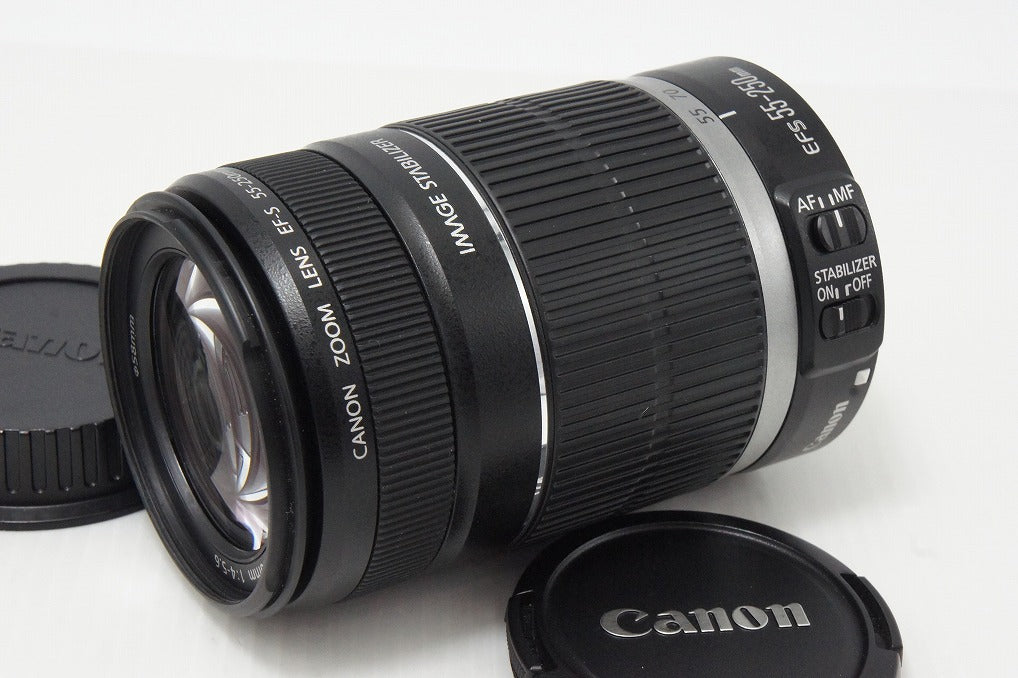 美品 Canon キヤノン EF-S 55-250mm F4-5.6 IS ズームレンズ APS-C フード付 260612e