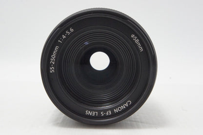 美品 Canon キヤノン EF-S 55-250mm F4-5.6 IS ズームレンズ APS-C フード付 260612e