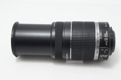 美品 Canon キヤノン EF-S 55-250mm F4-5.6 IS ズームレンズ APS-C フード付 260612e