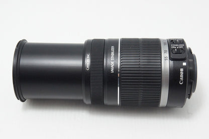美品 Canon キヤノン EF-S 55-250mm F4-5.6 IS ズームレンズ APS-C フード付 260612e