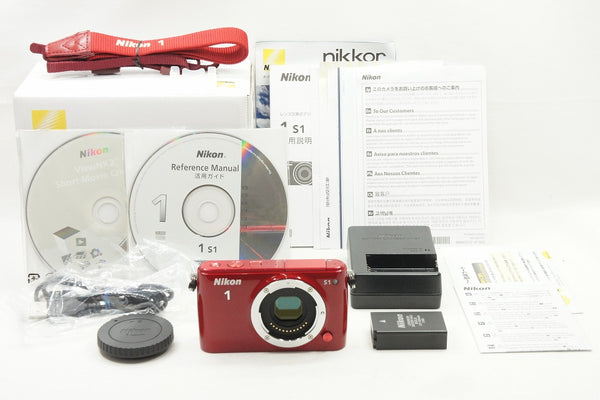 良品 Nikon ニコン 1 S1 ボディ ミラーレス一眼カメラ レッド 元箱付 240414t