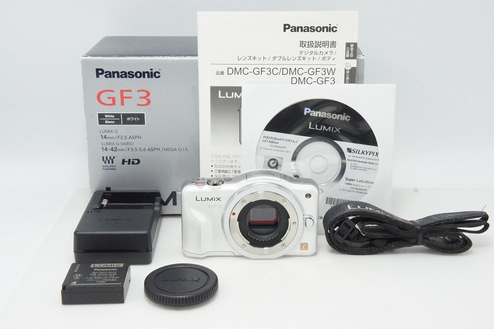 良品 Panasonic パナソニック LUMIX DMC-GF3 ボディ ミラーレス一眼カメラ シェルホワイト 元箱付 260818sn