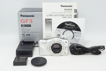 良品 Panasonic パナソニック LUMIX DMC-GF3 ボディ ミラーレス一眼カメラ シェルホワイト 元箱付 260818sn