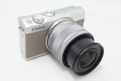 良品 Canon キヤノン EOS M100 ボディ + EF-M 15-45mm IS STM レンズキット ミラーレス一眼カメラ グレー 260616d