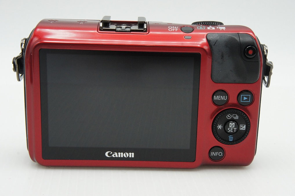 美品 Canon キヤノン EOS M ボディ ミラーレス一眼カメラ レッド スピードライト 90EX付 260107af