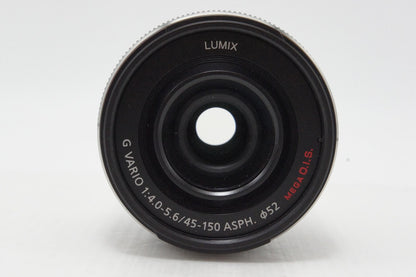 美品 Panasonic LUMIX G VARIO 45-150mm F4.0-5.6 ASPH. MEGA O.I.S. H-FS45150-S マイクロフォーサーズ 260416af