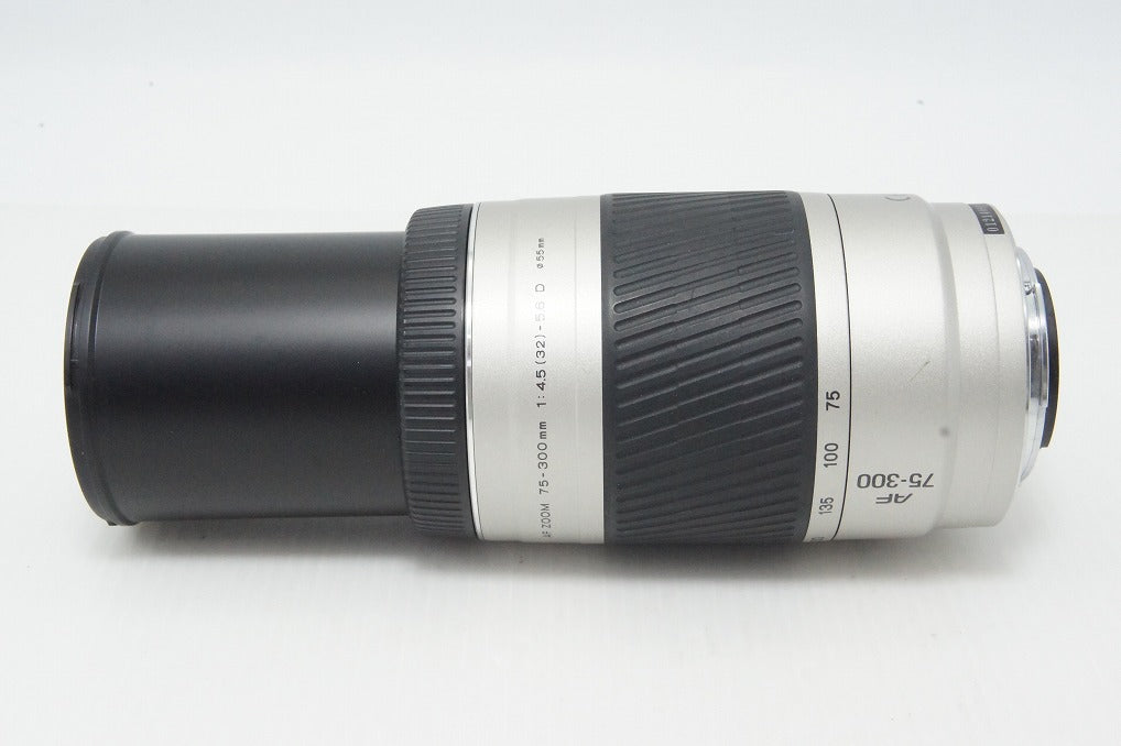 MINOLTA AF ZOOM 75-300mm F4.5-5.6D SONY α Mount Zoom Lens Silver with Hood 260417q