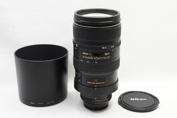 良品 Nikon AF VR Zoom Nikkor 80-400mm F4.5-5.6D ED フルサイズ ズームレンズ フード付 250129m