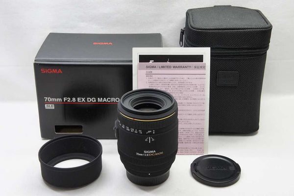 美品 SIGMA シグマ AF MACRO 70mm F2.8 EX DG Nikon ニコン Fマウント 単焦点レンズ 元箱付 250426r