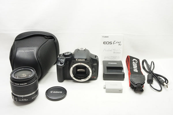良品 Canon キヤノン EOS Kiss X2 レンズキット (EF-S 18-55mm F3.5-.5.6 IS) 240427g