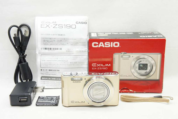 美品 CASIO カシオ EXILIM EX-ZS190 コンパクトデジタルカメラ ゴールド 元箱付 250426z