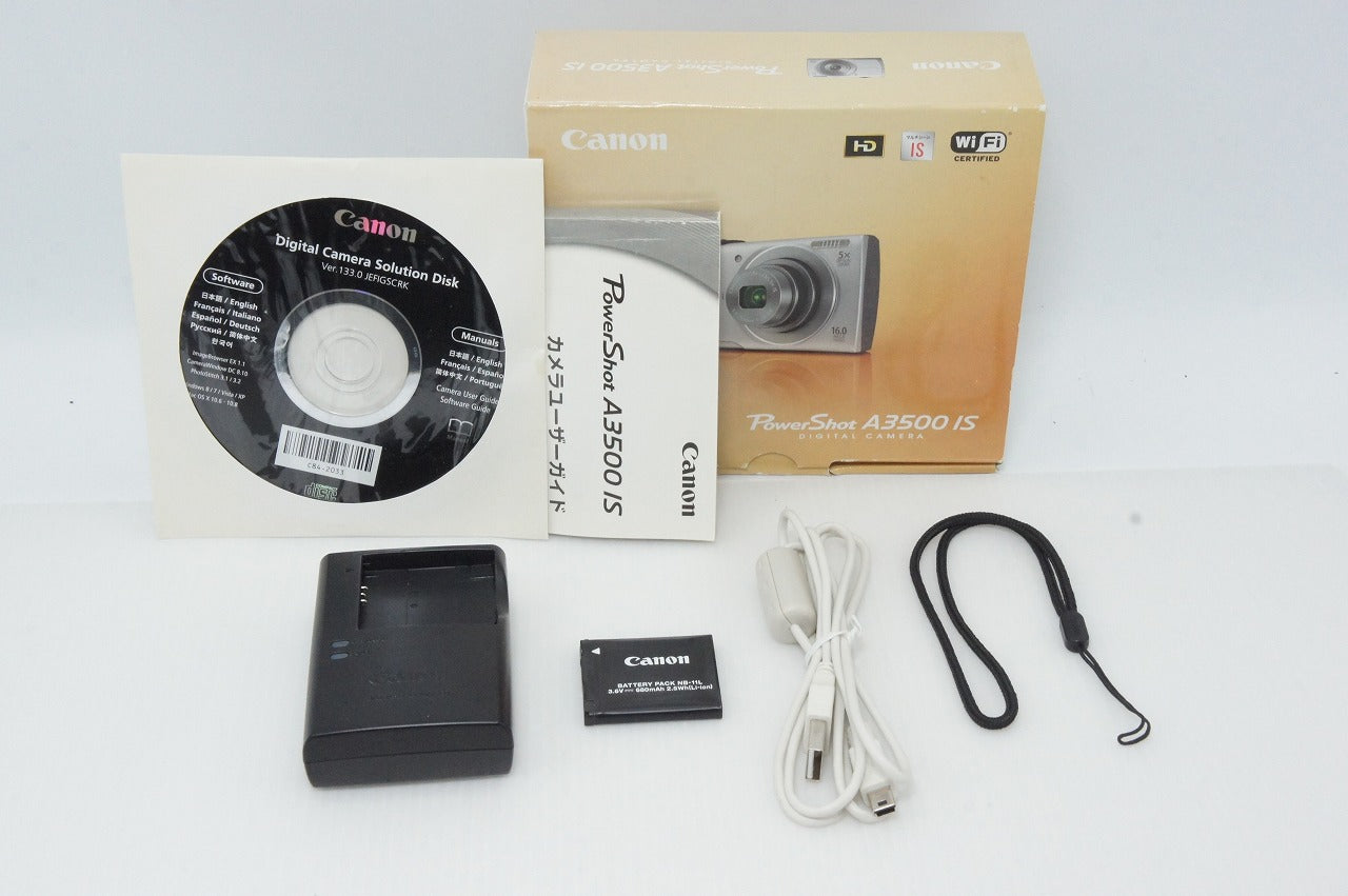 美品 Canon キヤノン PowerShot A3500 IS コンパクトデジタルカメラ シルバー 元箱付 260420l