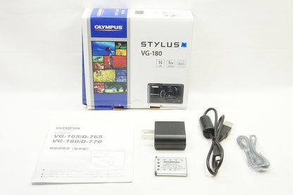 美品 OLYMPUS オリンパス STYLUS VG-180 コンパクトデジタルカメラ レッド 元箱付 260812ak