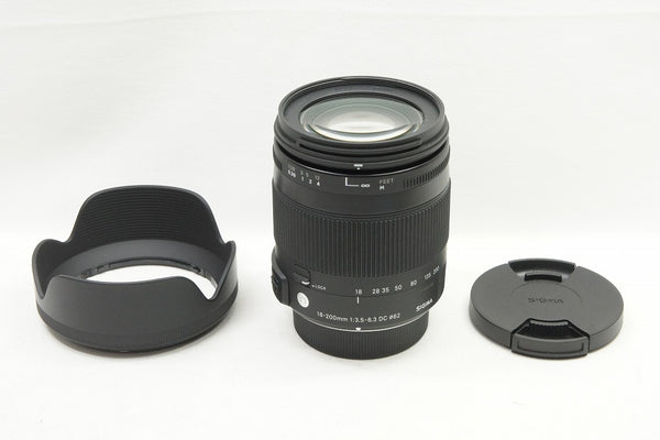 美品 SIGMA 18-200mm F3.5-6.3 DC MACRO HSM Contemporary Nikon Fマウント APS-C フード付 240503m