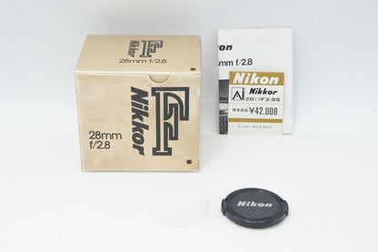良品 Nikon ニコン Ai-S Nikkor 28mm F2.8 MF 単焦点レンズ 元箱付 260730au