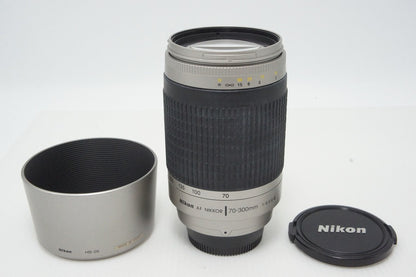 Nikon ニコン AF ZOOM NIKKOR 70-300mm F4-5.6G シルバー ズームレンズ フード付 260424m