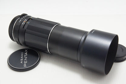 美品 PENTAX ペンタックス SMC TAKUMAR 200mm F4 M42マウント MF 単焦点レンズ フード付 260803q