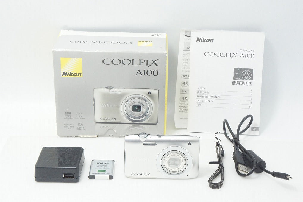 美品 Nikon ニコン COOLPIX A100 コンパクトデジタルカメラ シルバー 元箱付 260909w