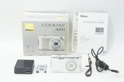 美品 Nikon ニコン COOLPIX A100 コンパクトデジタルカメラ シルバー 元箱付 260909w