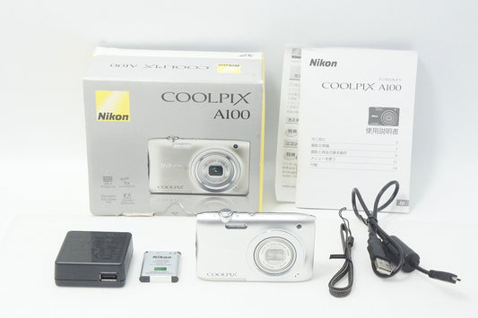美品 Nikon ニコン COOLPIX A100 コンパクトデジタルカメラ シルバー 元箱付 260909w