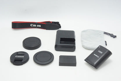 美品 Canon キヤノン EOS M + EF-M 18-55mm IS STM レンズキット ミラーレス一眼カメラ レッド 90EX ストロボ付 260804s