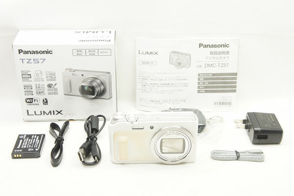 良品 Panasonic パナソニック LUMIX DMC TZ57 コンパクトデジタルカメラ ホワイト 元箱付 240509a