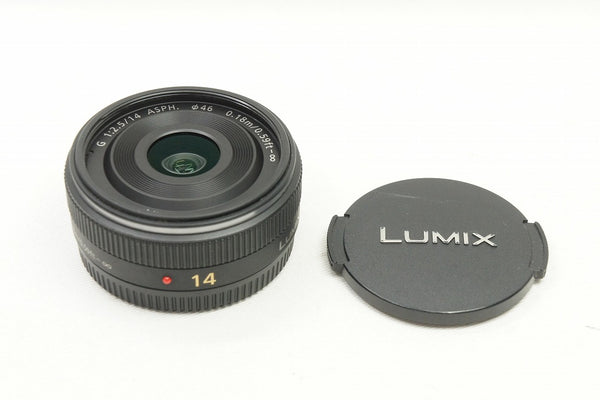 美品 Panasonic LUMIX G 14mm F2.5 ASPH. H-H014 広角パンケーキレンズ マイクロフォーサーズ 240508d