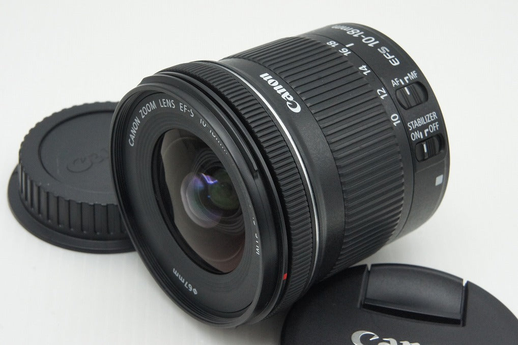 良品 Canon キヤノン EF-S 10-18mm F4.5-5.6 IS STM ズームレンズ APS-C フード付 260116k