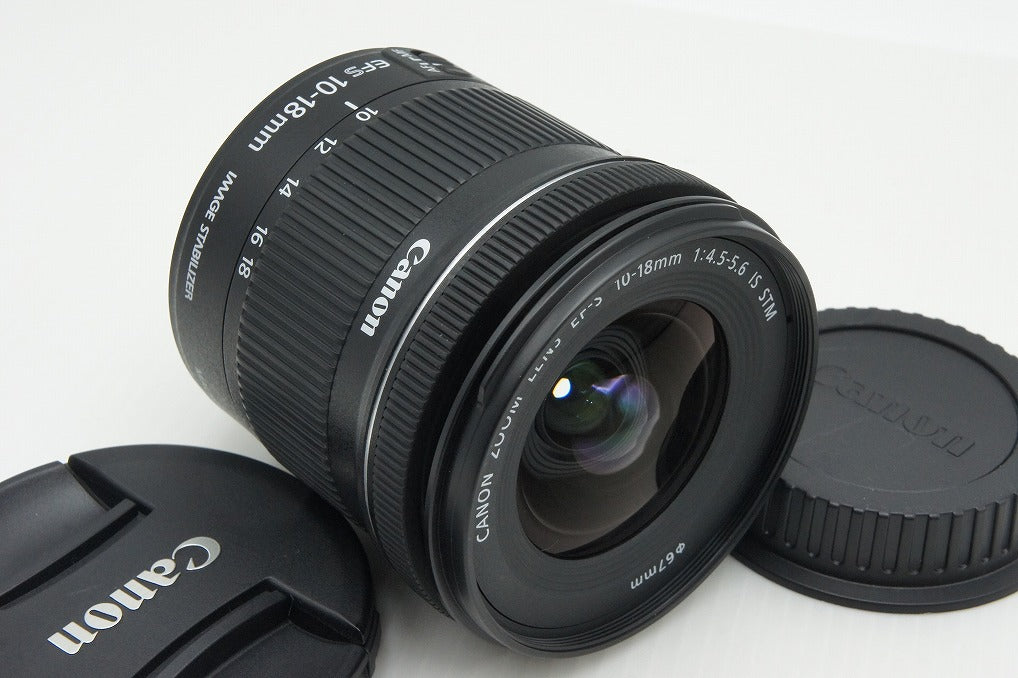 良品 Canon キヤノン EF-S 10-18mm F4.5-5.6 IS STM ズームレンズ APS-C フード付 260116k