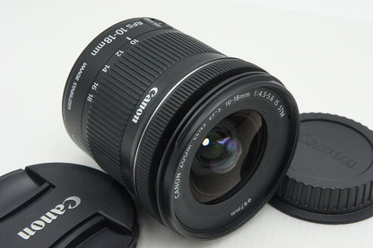 良品 Canon キヤノン EF-S 10-18mm F4.5-5.6 IS STM ズームレンズ APS-C フード付 260116k