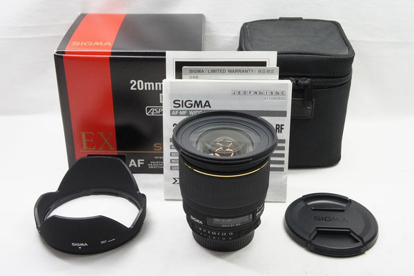 美品 SIGMA 20mm F1.8 EX DG ASPHERICAL RF Nikon Fマウント フルサイズ 単焦点レンズ 元箱付 240510f