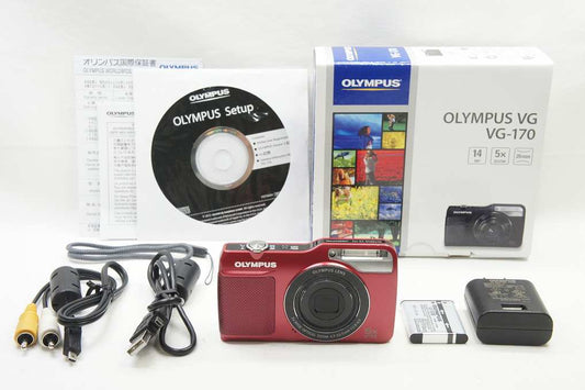 美品 OLYMPUS オリンパス VG-170 コンパクトデジタルカメラ レッド 元箱付 250719x