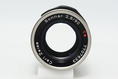 美品 CONTAX コンタックス Carl Zeiss Sonnar T* 90mm F2.8 G用 単焦点レンズ 純正フィルター メタルフード付 260423x
