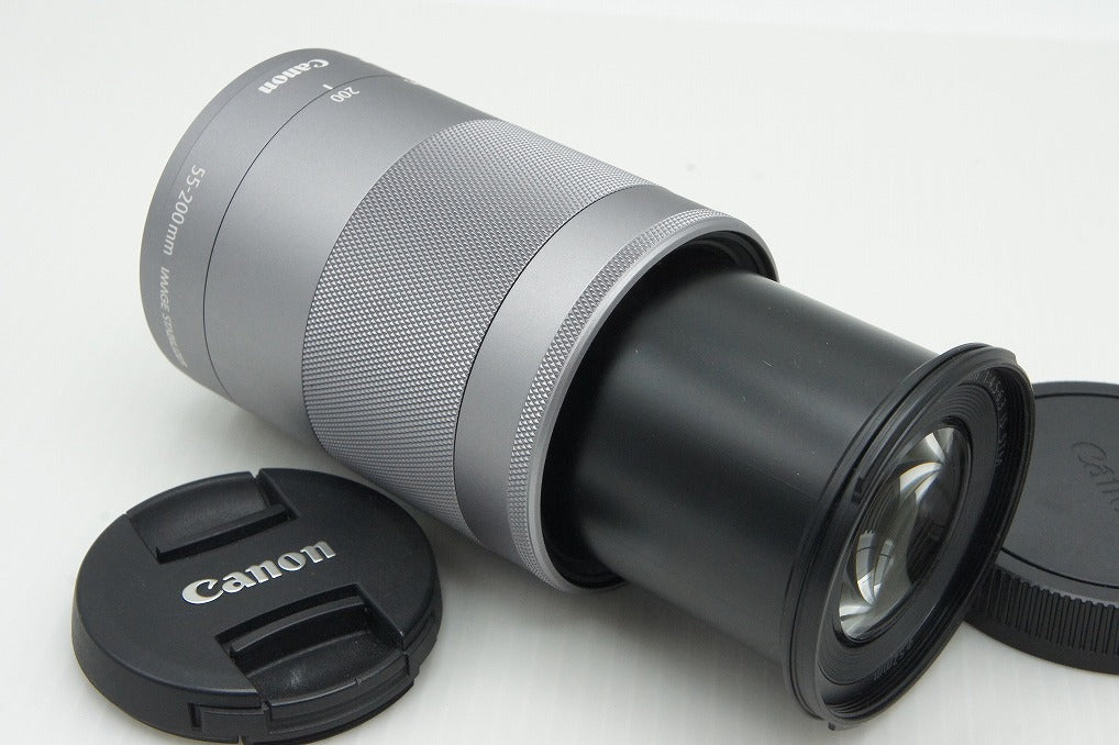 美品 Canon キヤノン EF-M 55-200mm F4.5-6.3 IS STM EF-Mマウント ズームレンズ シルバー 260121t