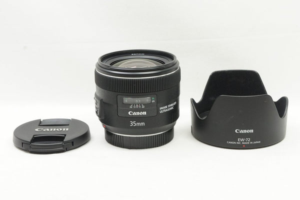 美品 Canon キヤノン EF 35mm F2 IS USM フルサイズ 単焦点レンズ フード付 250206f