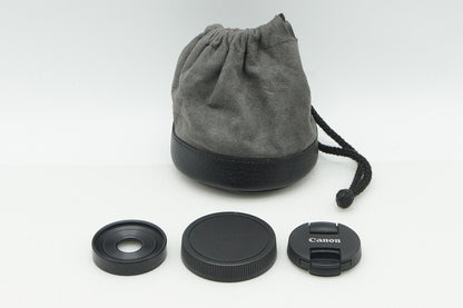 美品 Canon キヤノン EF-M 28mm F3.5 MACRO IS STM EF-Mマウント 単焦点レンズ ポーチ付 260121af