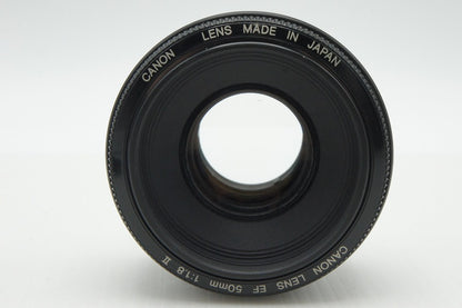良品 Canon キヤノン EF 50mm F1.8 II フルサイズ 単焦点レンズ フード アダプター付 260121ai