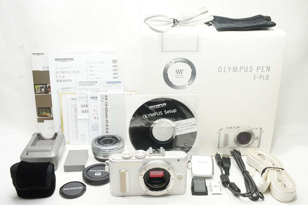 美品 OLYMPUS PEN E-PL8 ボディ レンズキット ミラーレス一眼カメラ ホワイト 元箱付 250208t