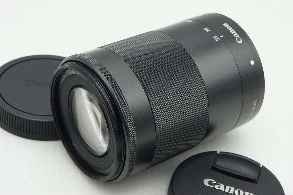 良品 Canon キヤノン EF-M 55-200mm F4.5-6.3 IS STM EF-Mマウント ズームレンズ ブラック フード付 260122k