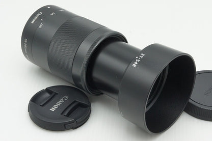良品 Canon キヤノン EF-M 55-200mm F4.5-6.3 IS STM EF-Mマウント ズームレンズ ブラック フード付 260122k