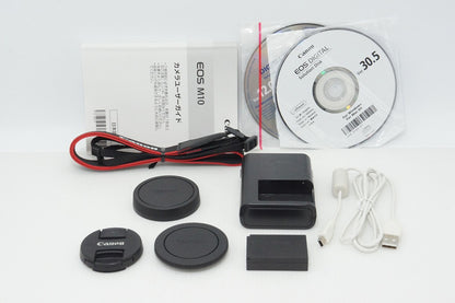 美品 Canon キヤノン EOS M10 レンズキット (EF-M 15-45mm F3.5-6.3 IS STM) ミラーレス一眼カメラ ホワイト 260502l