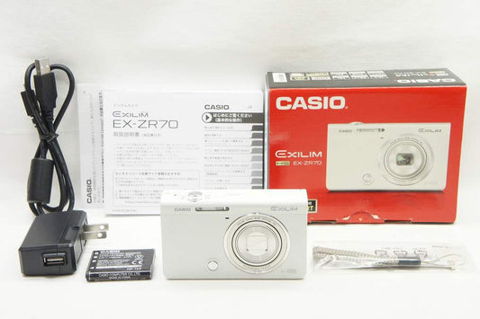 美品 CASIO カシオ HIGH SPEED EXILIM EX-ZR70 コンパクトデジタルカメラ ホワイト 元箱付 250726d